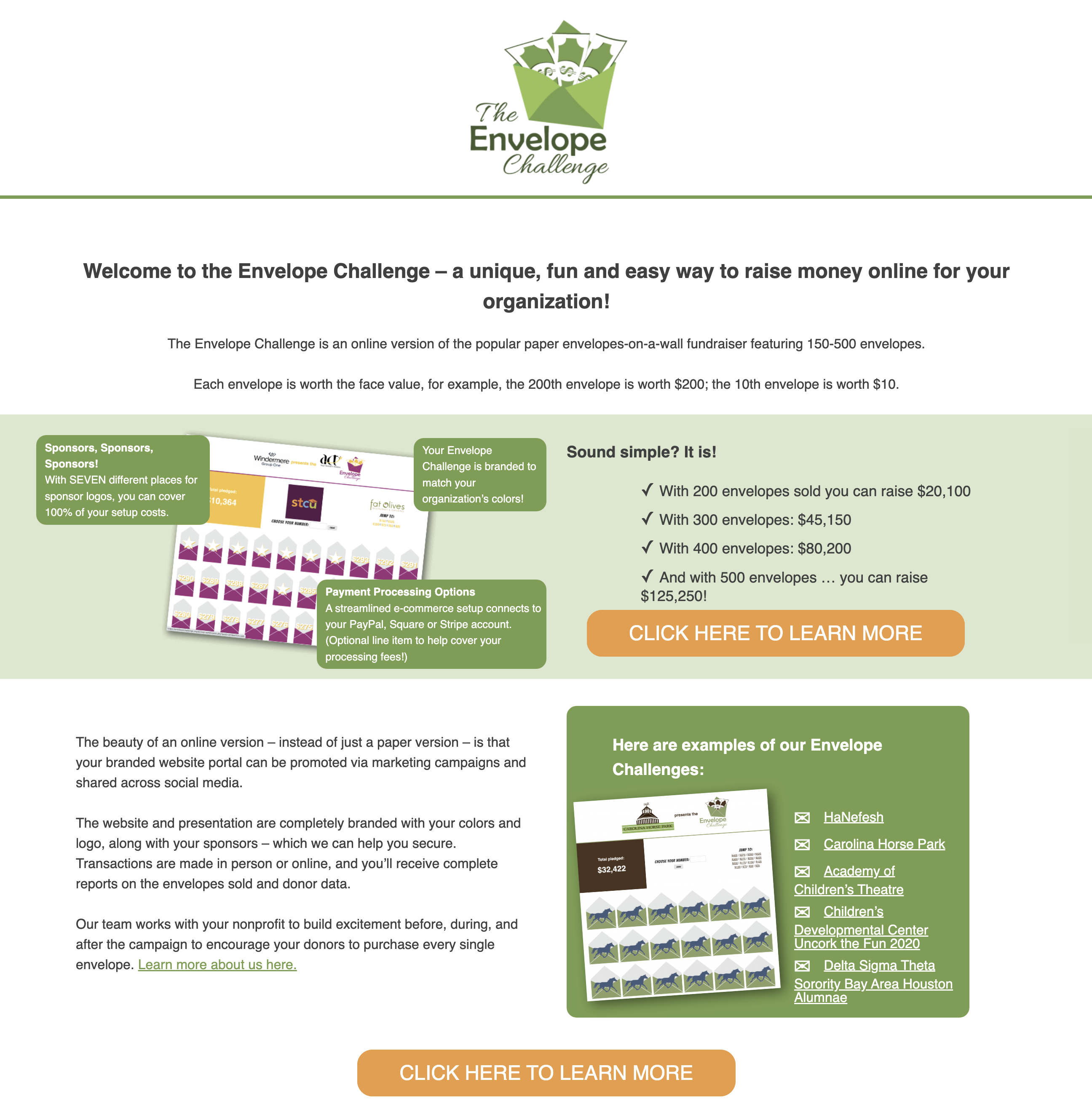 Envelope Challenge promotional website 