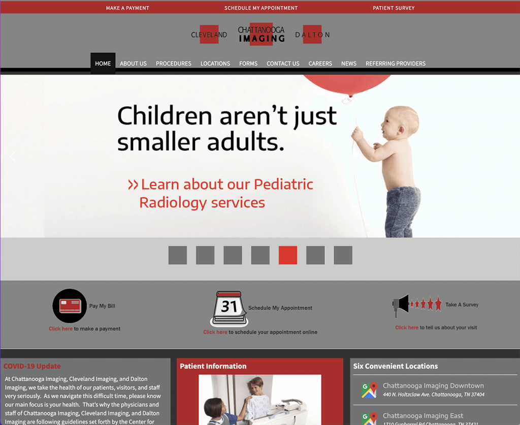 Medical website development service for Chattanooga Imaging