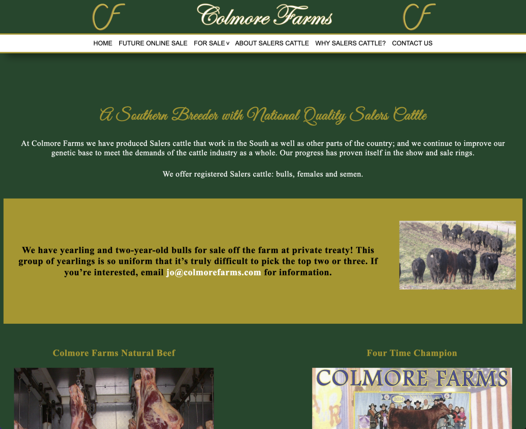 Website design service and marketing campaign development for Colmore Farms