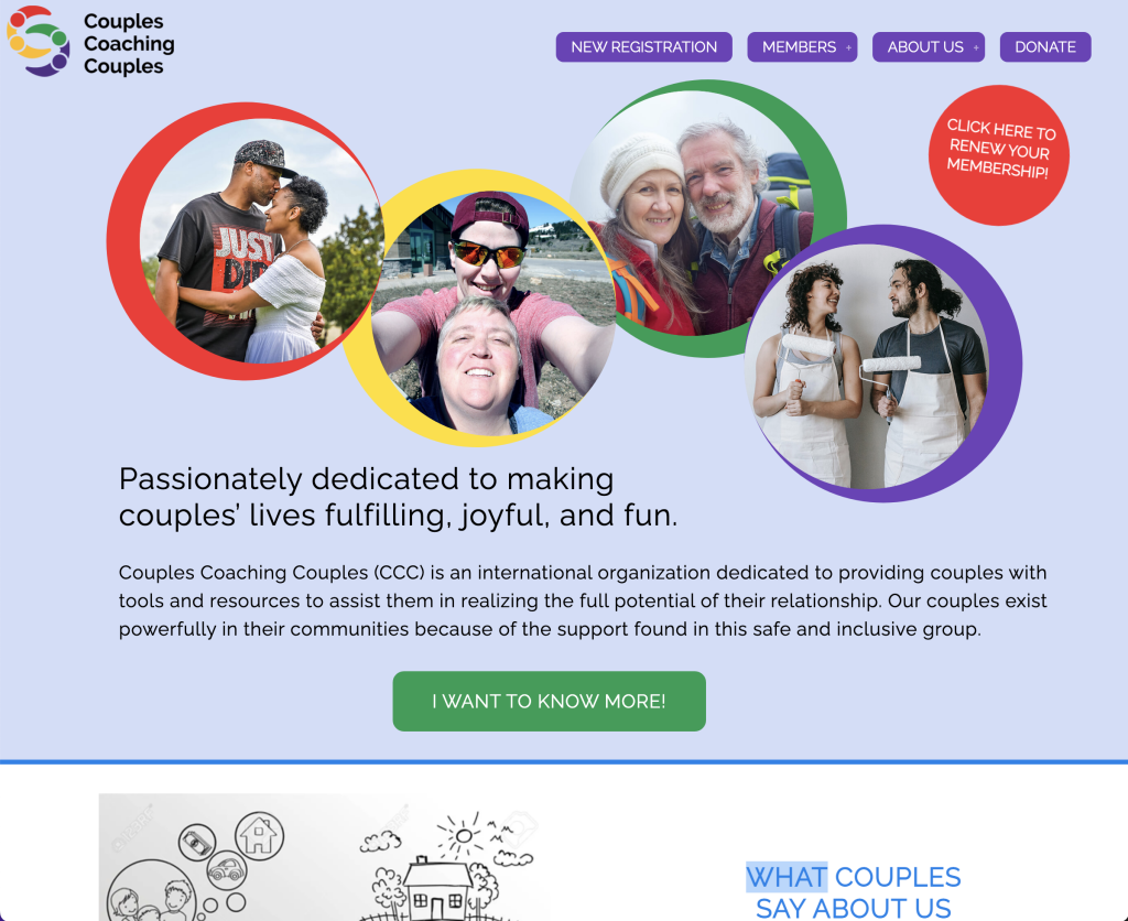 Nonprofit website design service for Couples Coaching Couples