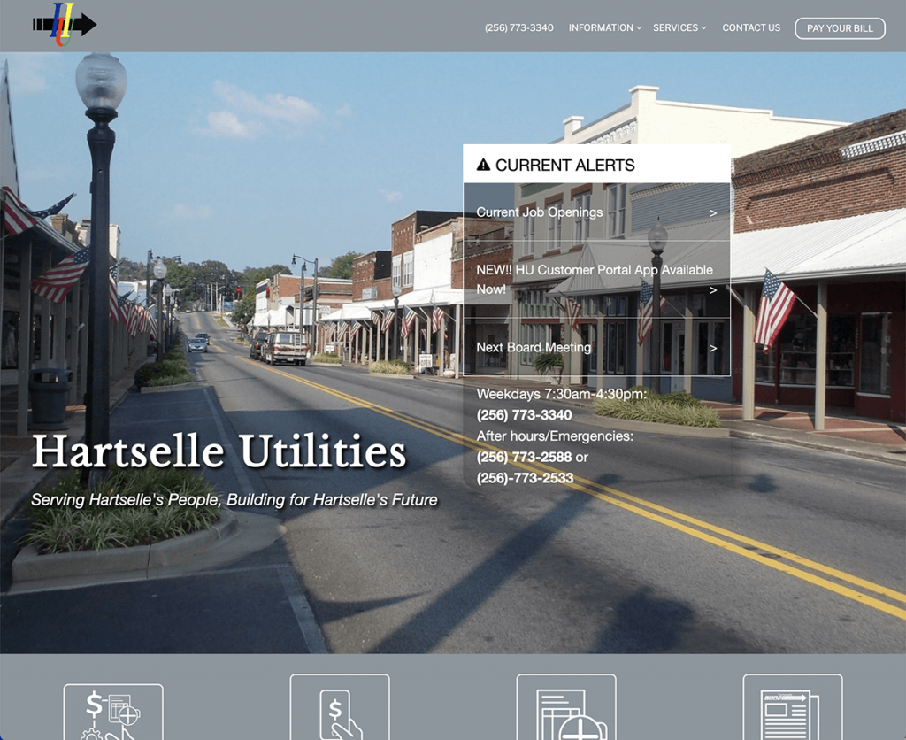 Nonprofit website development service for Hartselle Utilities
