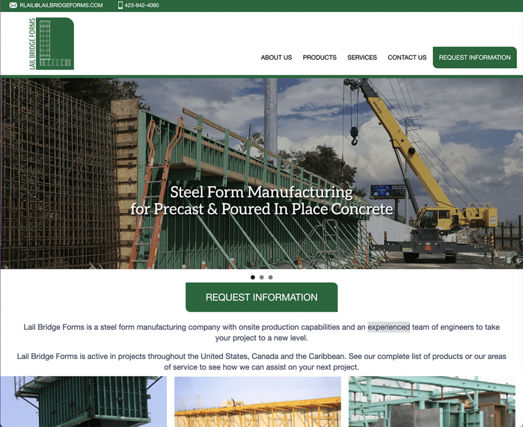 Website design service for Lail Bridge Forms