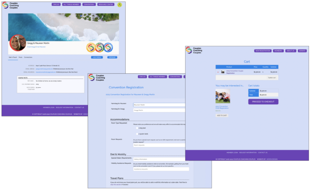 Couples Coaching Couples website member-facing page examples