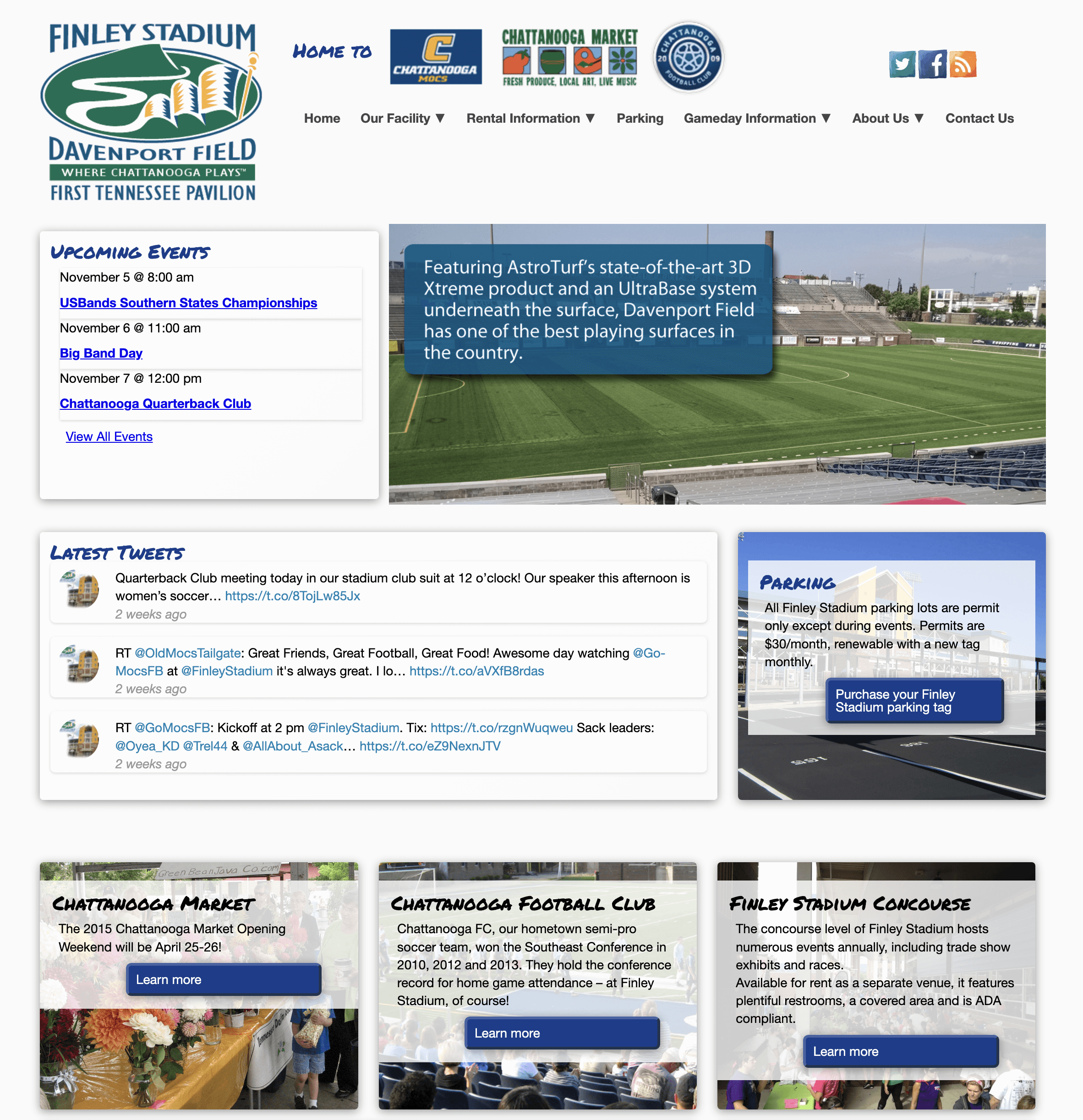 Finley Stadium website developed by Heron Design