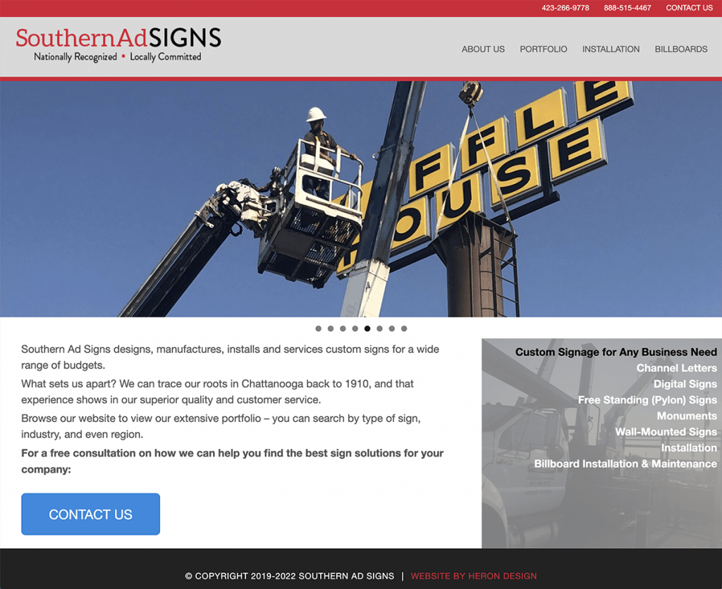 Website design service for Southern Ad Signs