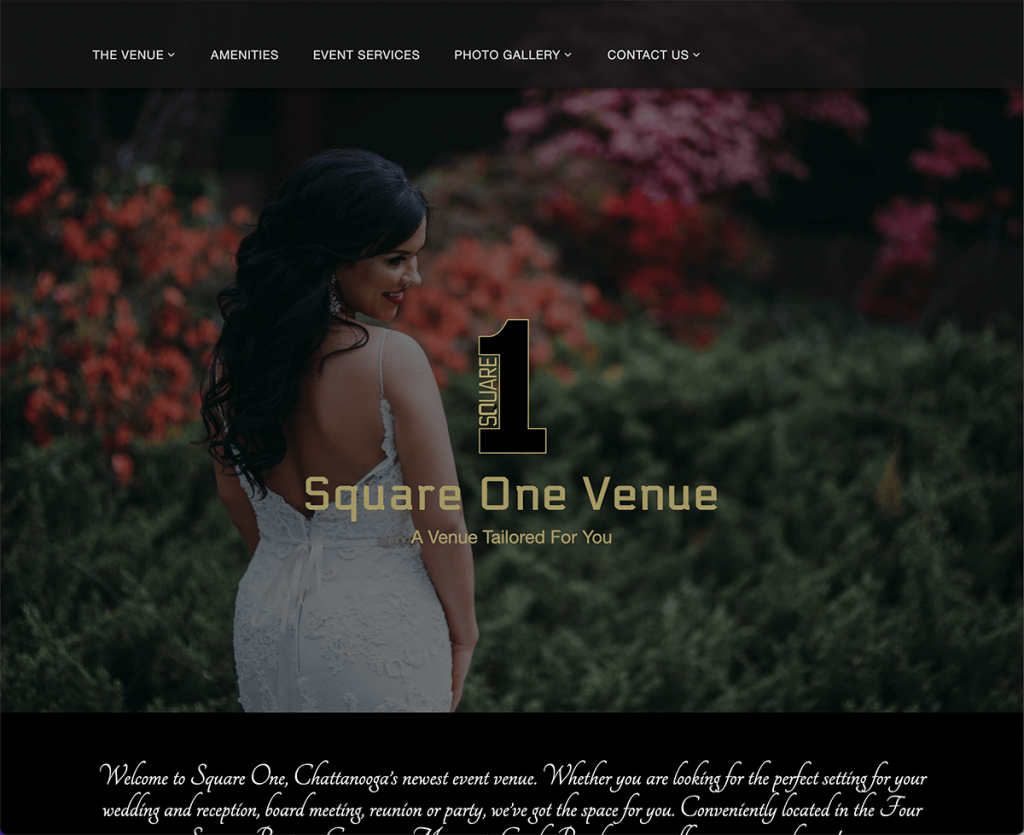 Website designed for Square One Venue