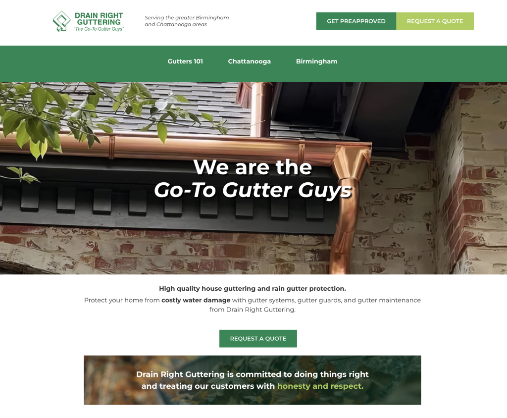 Drain Right Guttering Website Website development for Drain Right Guttering