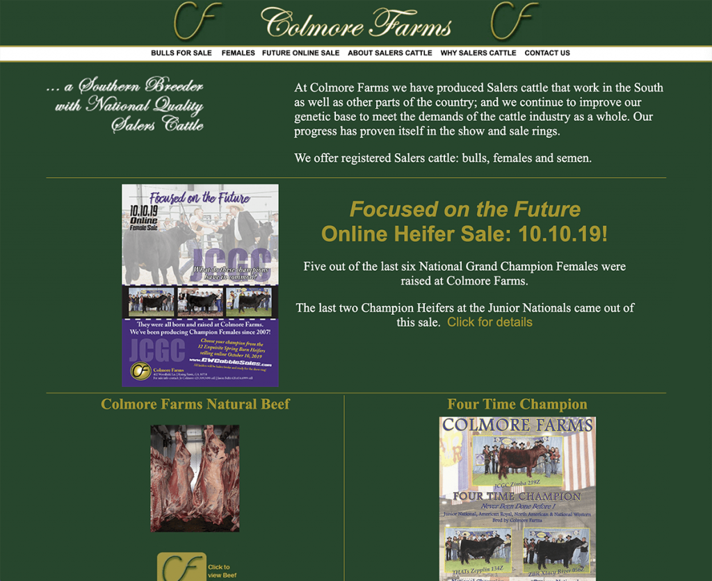 Colmore Farms website screenshot