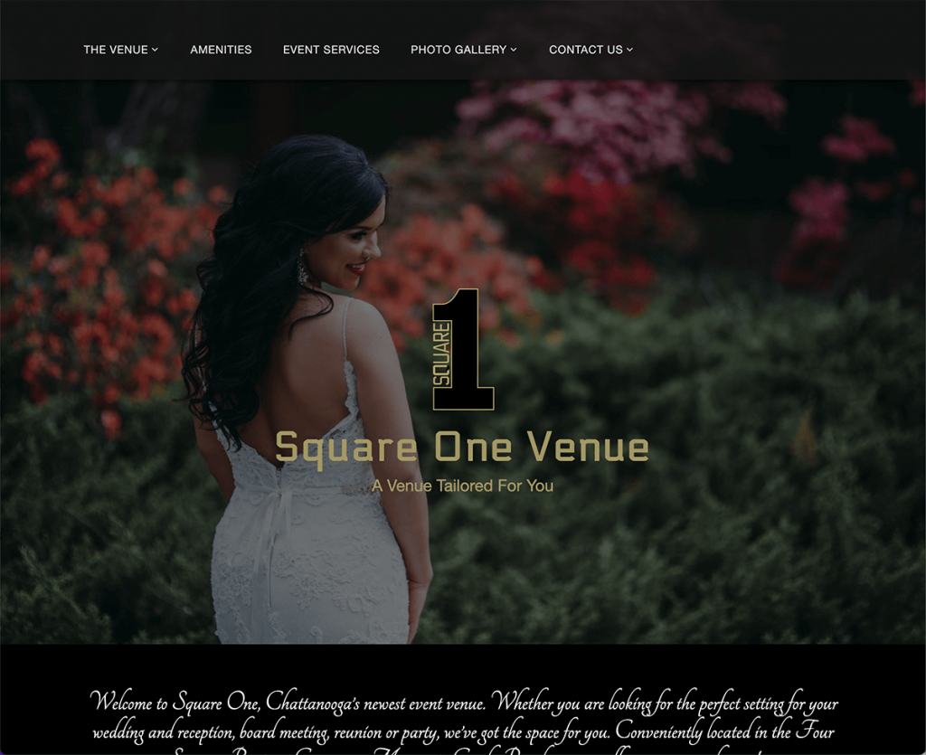 Square One Venue website screenshot